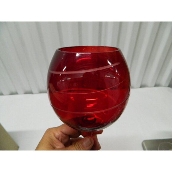 Mikasa Cheers Balloon Red Swirl Wine Goblet Glass Burgandy, Red, White Wine - Picture 5 of 9